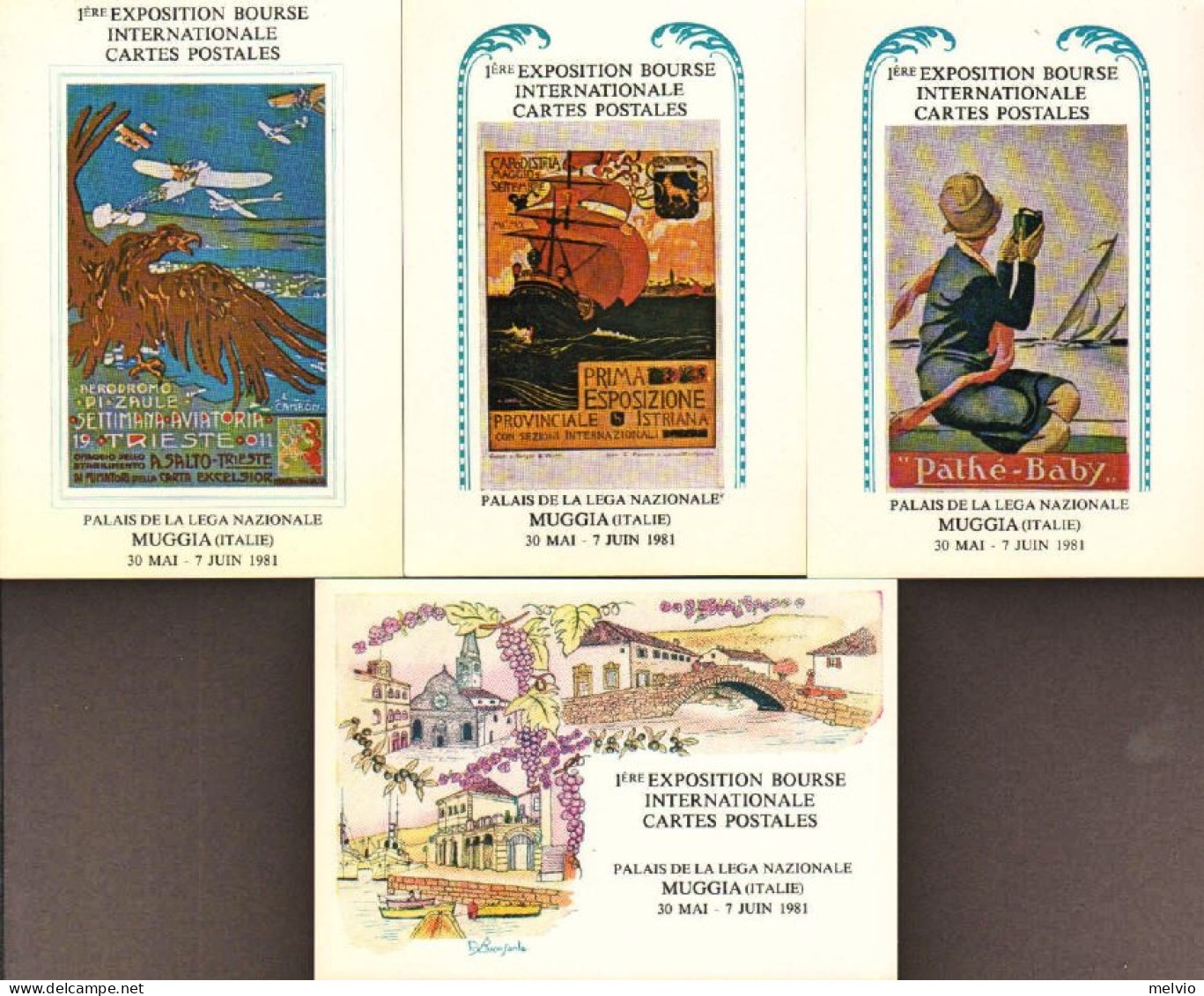 1981-Francia Serie Di Quattro Cartoline Nuove I Ere Exposition Bourse Internatio - Expositions