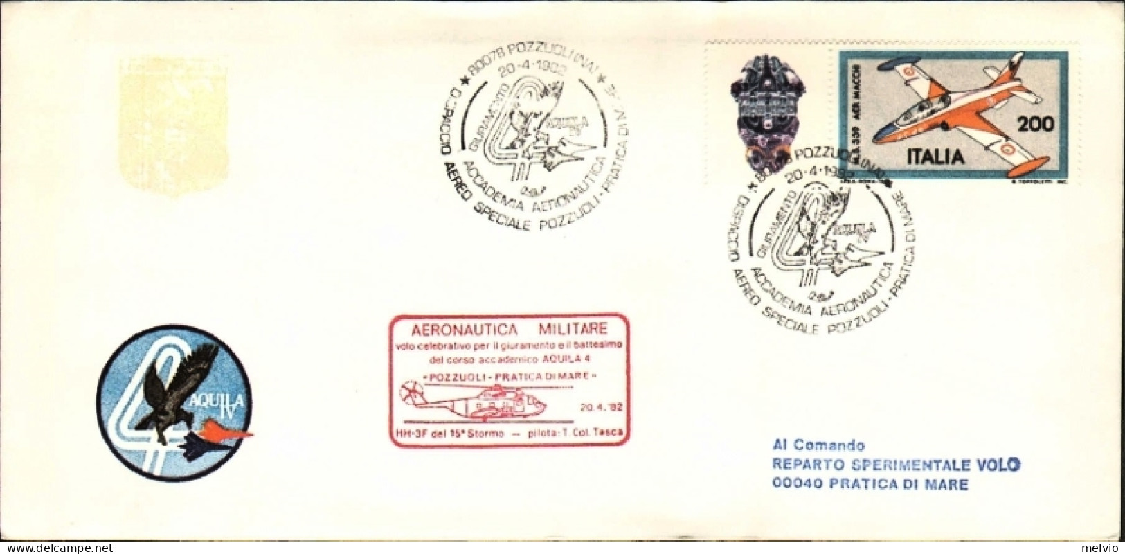 1982-dispaccio Aereo Speciale Pozzuoli-Pratica Di Mare Su Lettera Illustrata Aff - Poste Aérienne