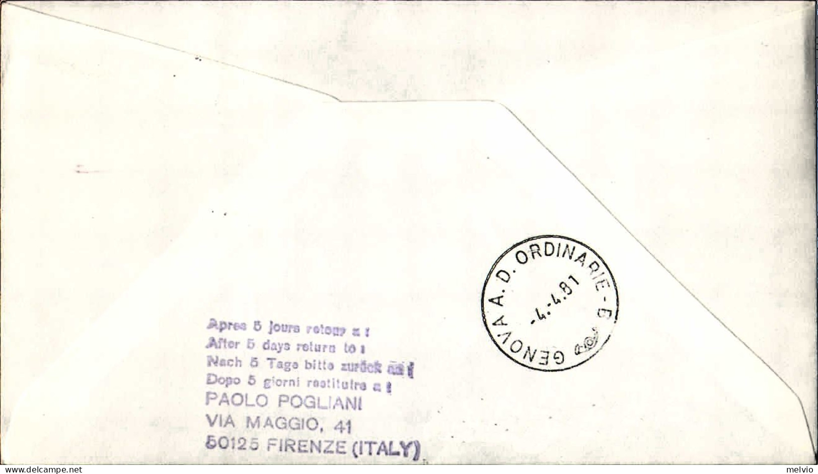 1981-I^volo Lufthansa Airbus A300 Napoli Genova Francoforte Tratta Napoli Genova - Airmail