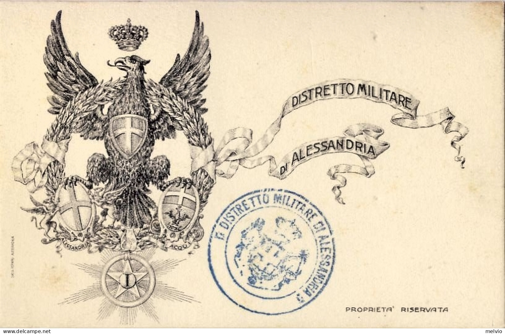 1900circa-cartolina Reggimentale "Distretto Militare Di Alessandria" - Patriotic