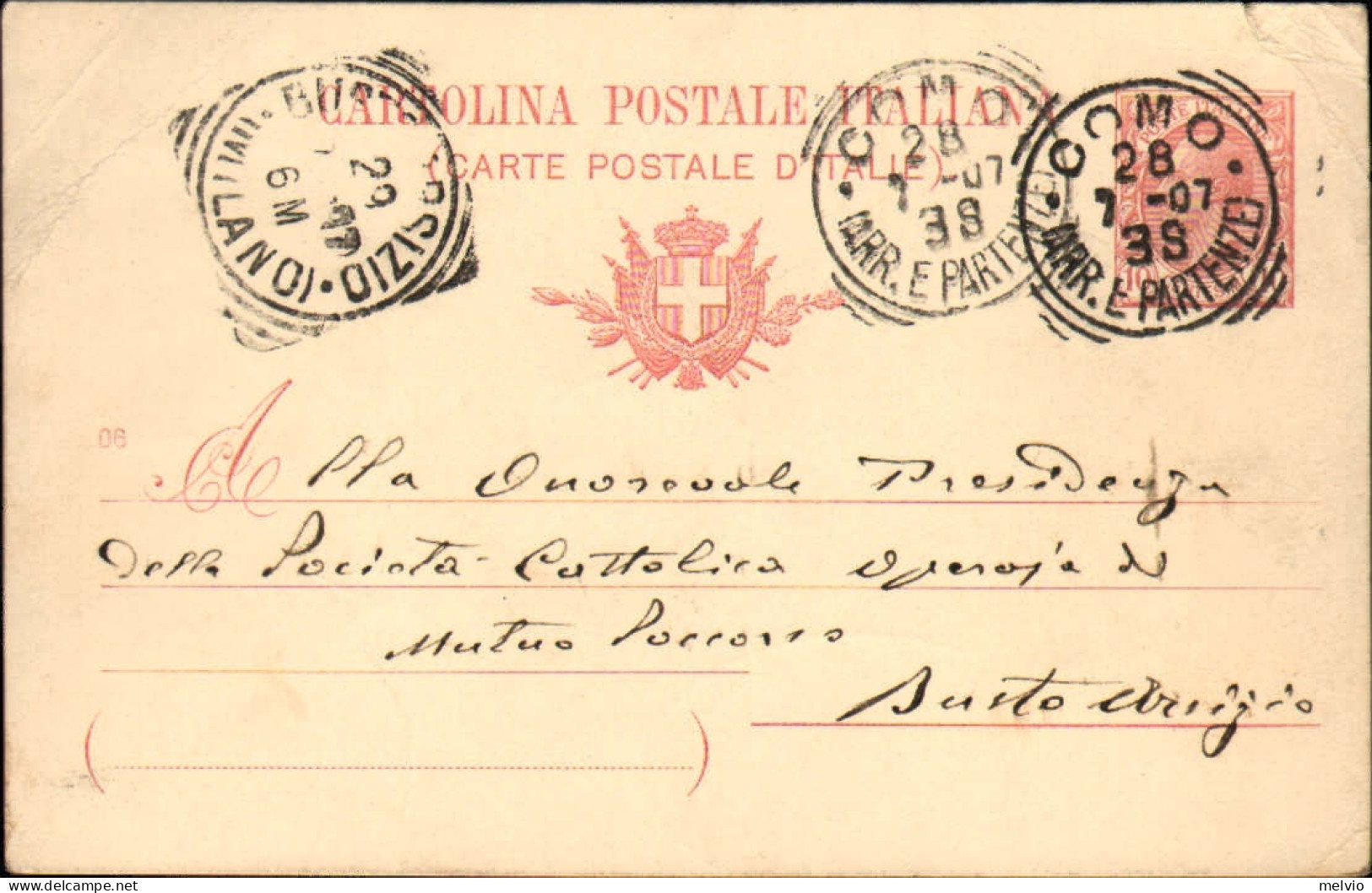 1907-cartolina Postale 10c.Leoni Con Al Verso Bollo Ovale Societa' Anonima Laria - Entiers Postaux