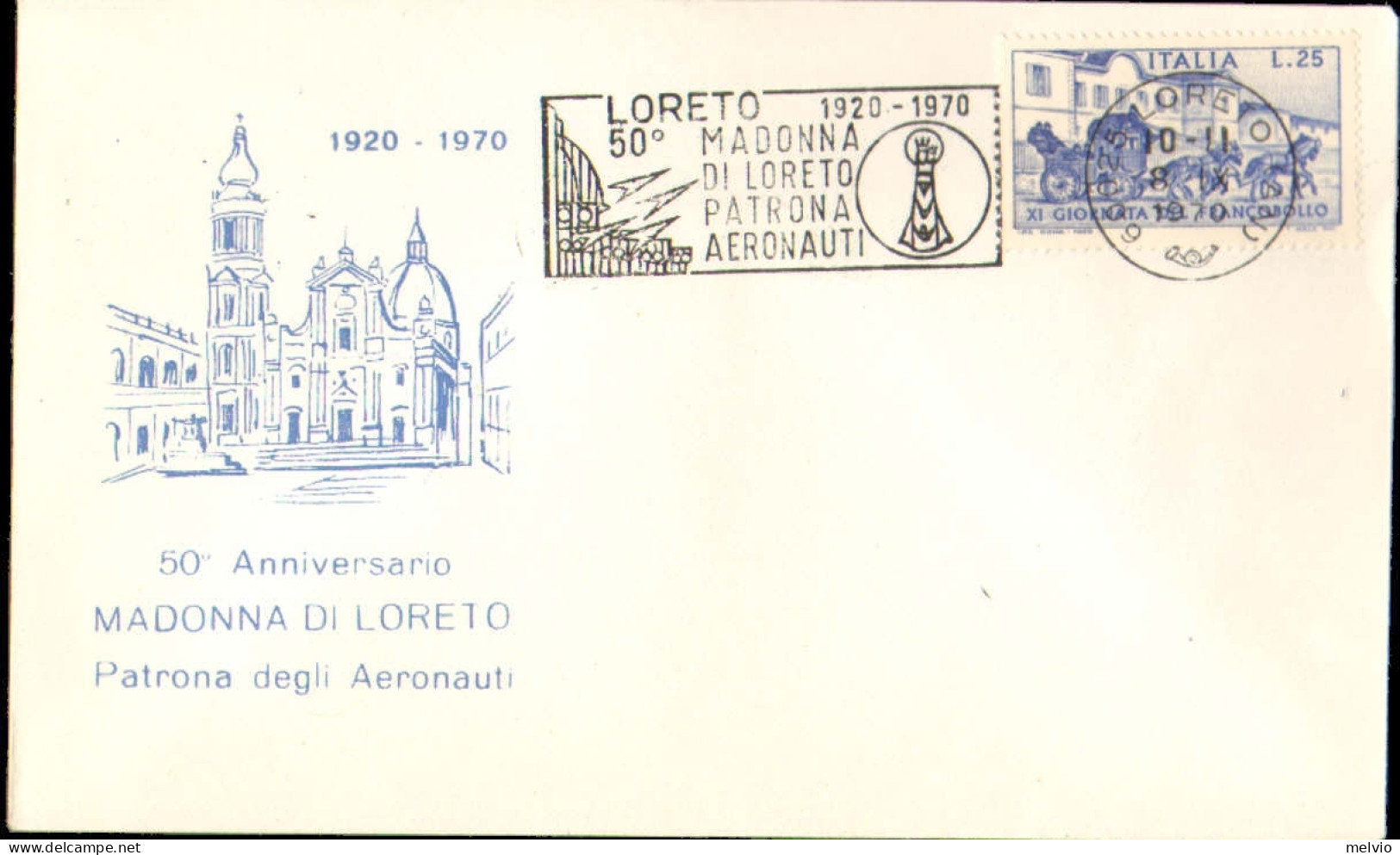 1970-lettera Illustrata Affrancata L.25 Giornata Del Francobollo E Annullo Speci - Luftpost