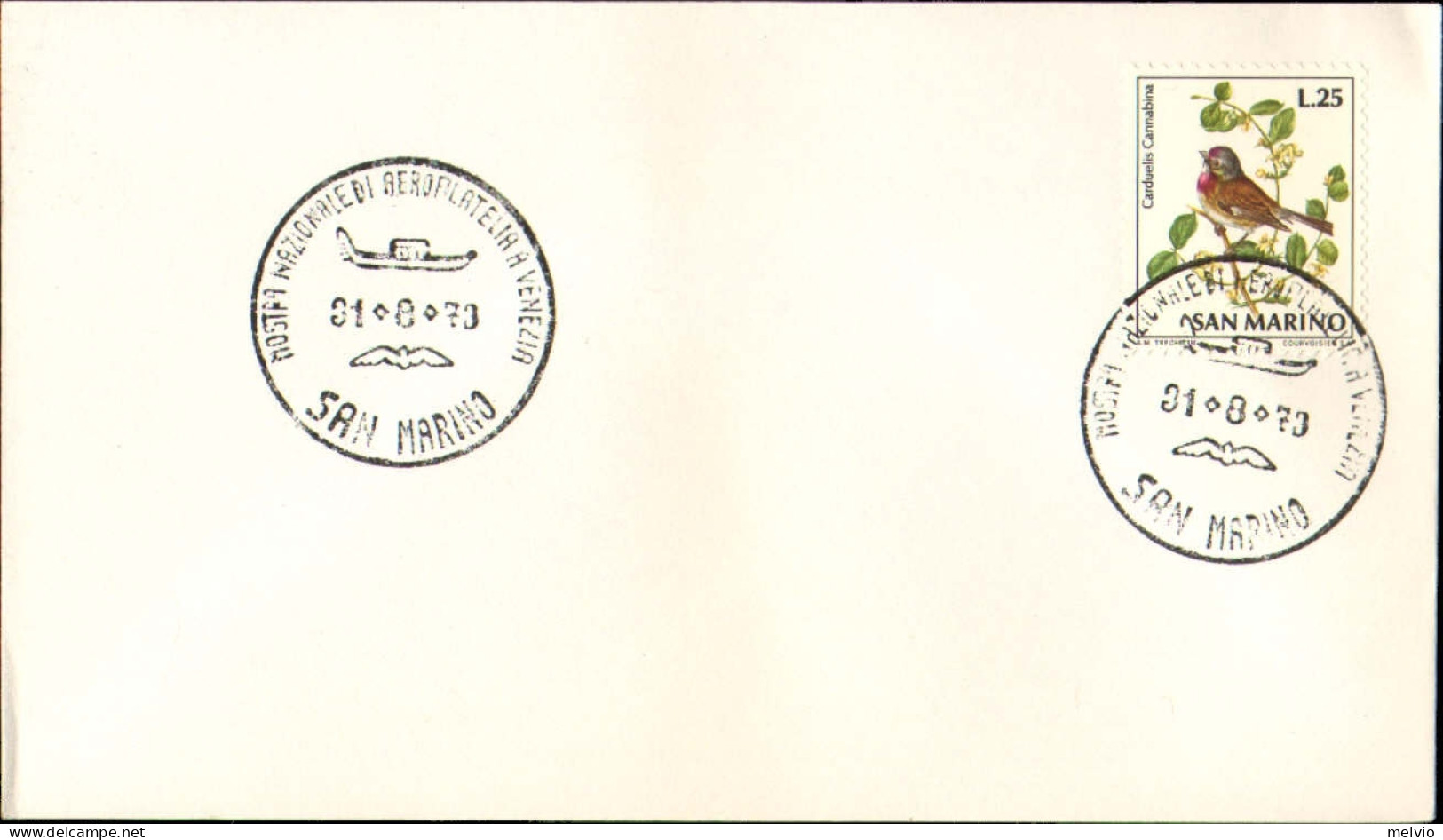 1973-San Marino Busta Affrancata Con Annullo Speciale Posta Nazionale Di Aereo F - Poste Aérienne