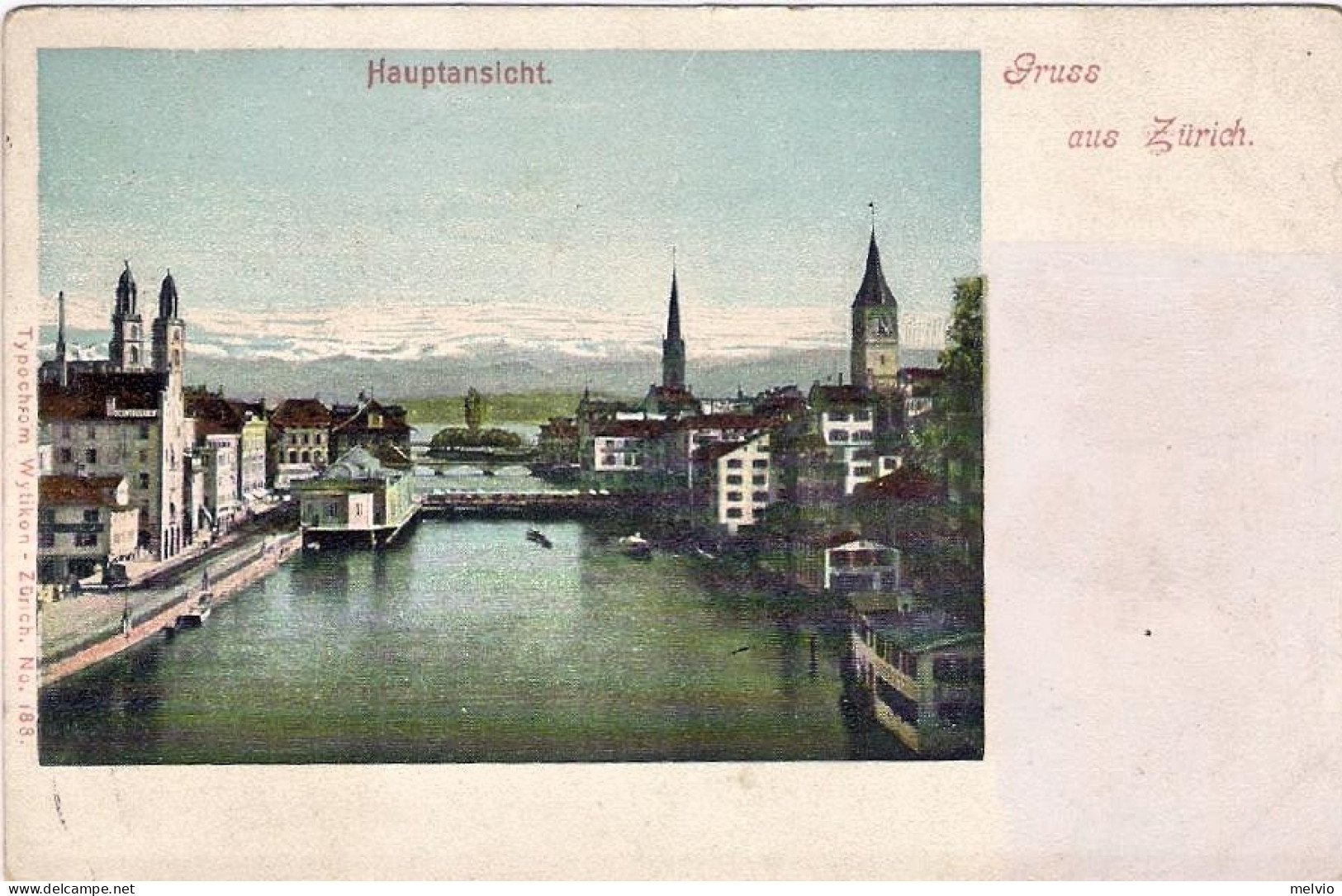 1902-Svizzera Cartolina Diretta In Italia "Hauptansicht Gruss Aus Zurich" - Andere & Zonder Classificatie
