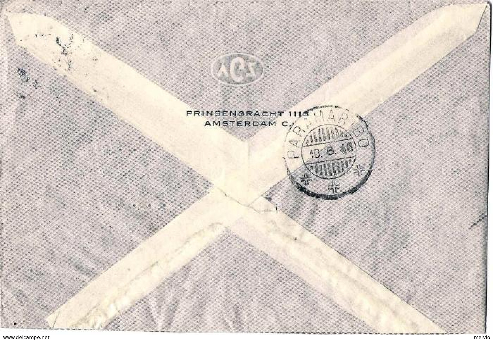 1946-Holland Nederland Olanda Con Affrancatura Bicolore,cachet I^volo K.L.M.Amst - Luchtpost