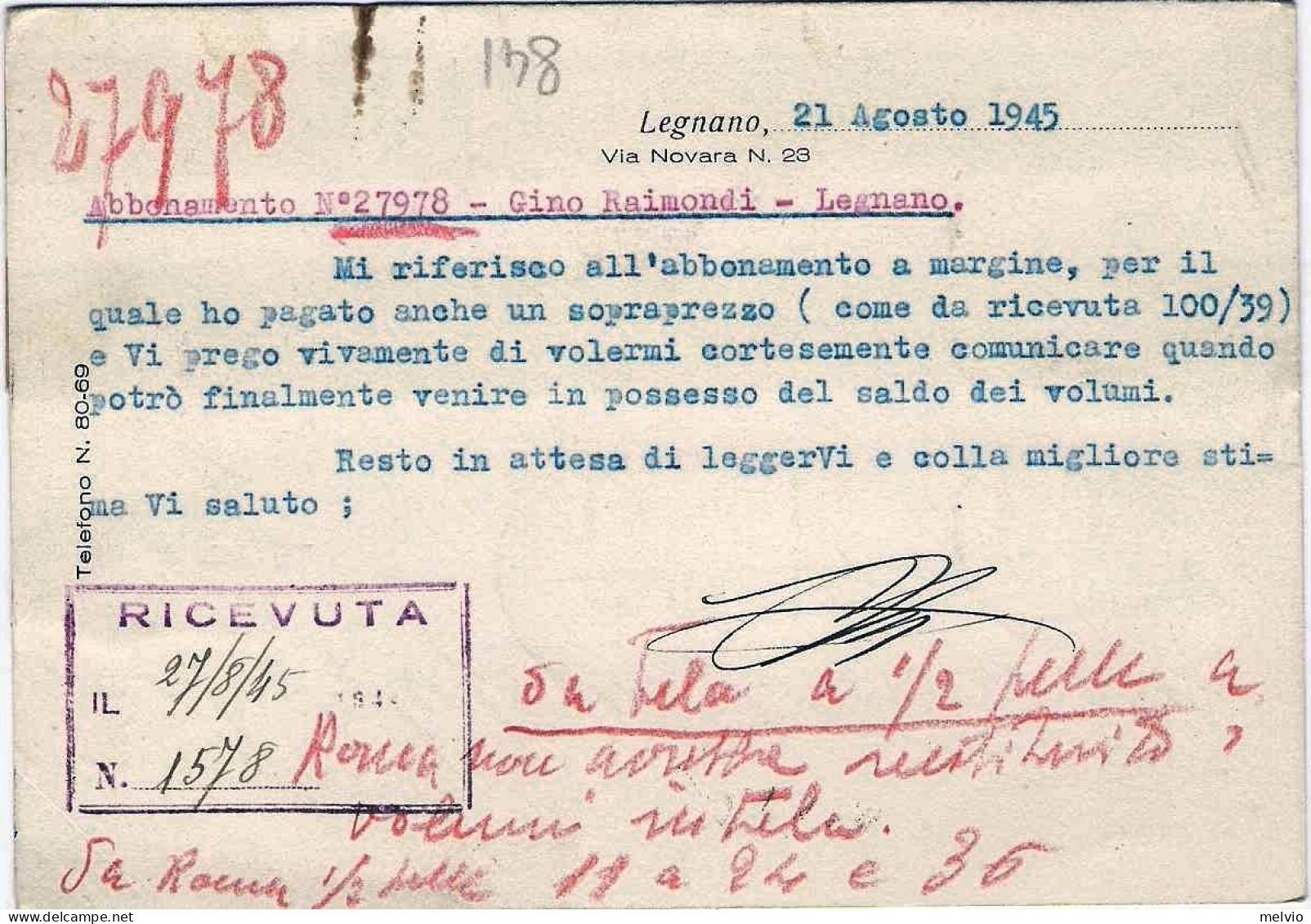 1945-Luogotenenza Cartolina Raccomandata Affrancata 20c.Giulio Cesare Senza Fili - Marcophilie