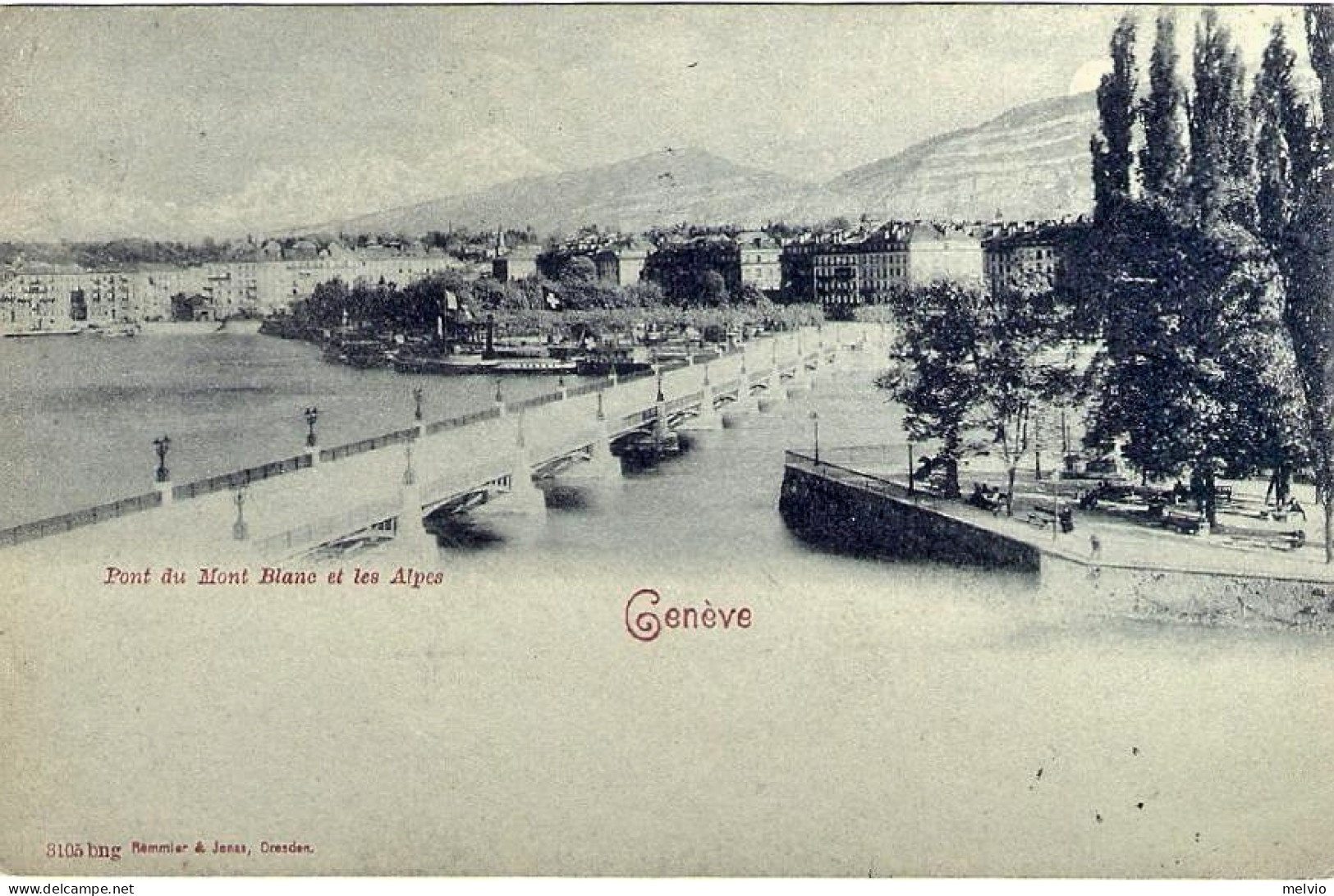 1908-Svizzera Cartolina Diretta In Italia "Pont Du Mont Blanc Et Les Alpes Genev - Autres & Non Classés