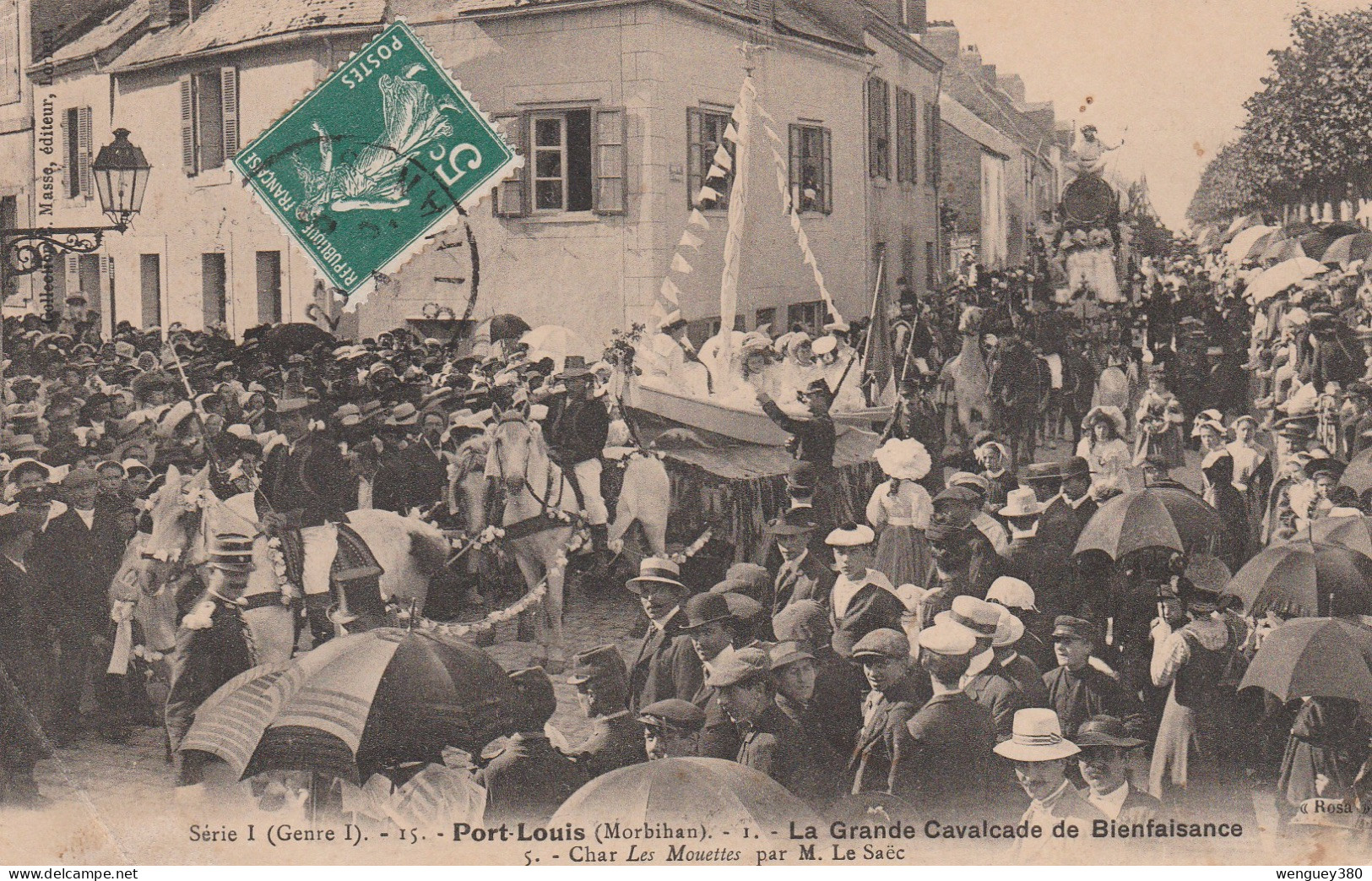 56 PORT-LOUIS   La Grande  Cavalcade De Bienfaisance  Char Les Mouettes Par M. Le Saec   SUP  PLAN  1910   RARE "Rosa" - Port Louis