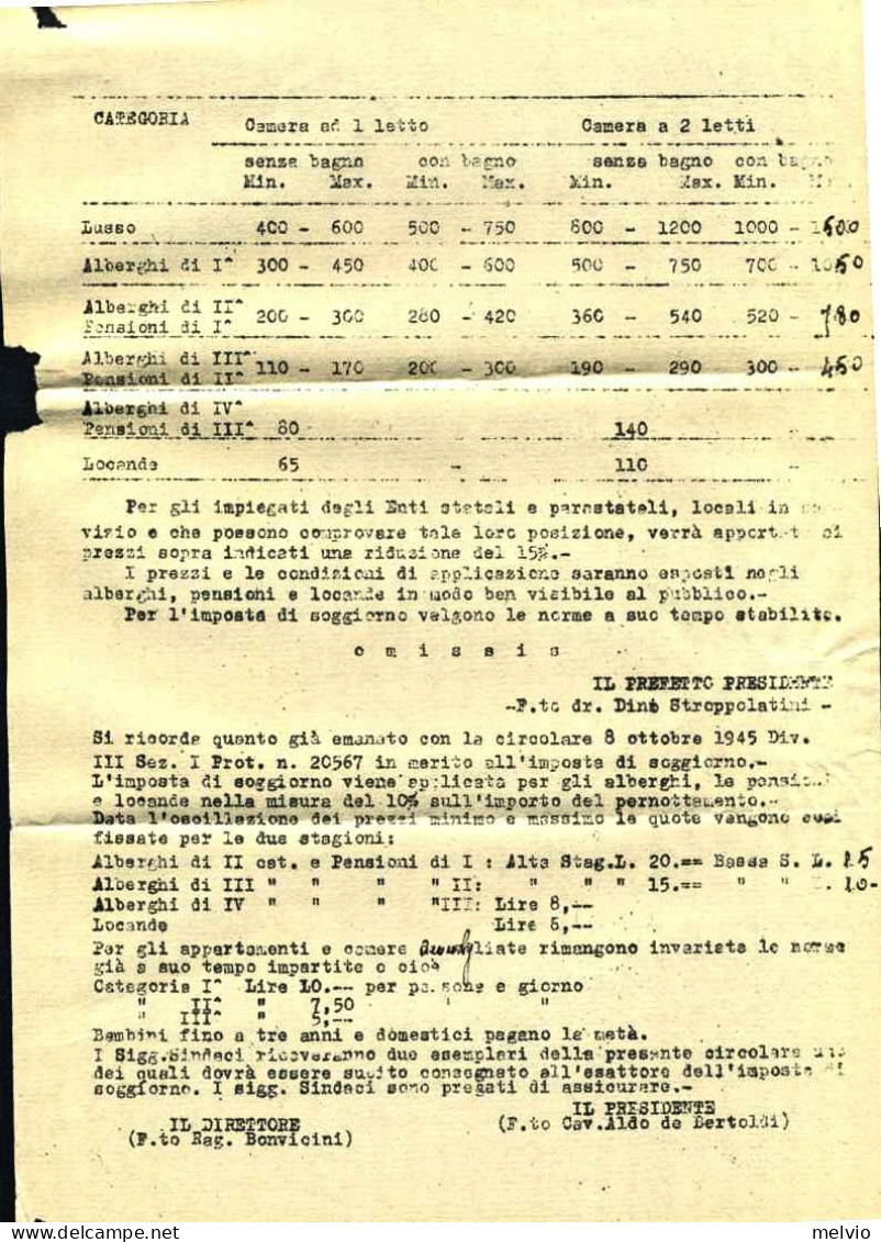 1946-ciclostilato Della Provincia Per Il Turismo Di Belluno Affrancato 60c.Imper - Marcophilie