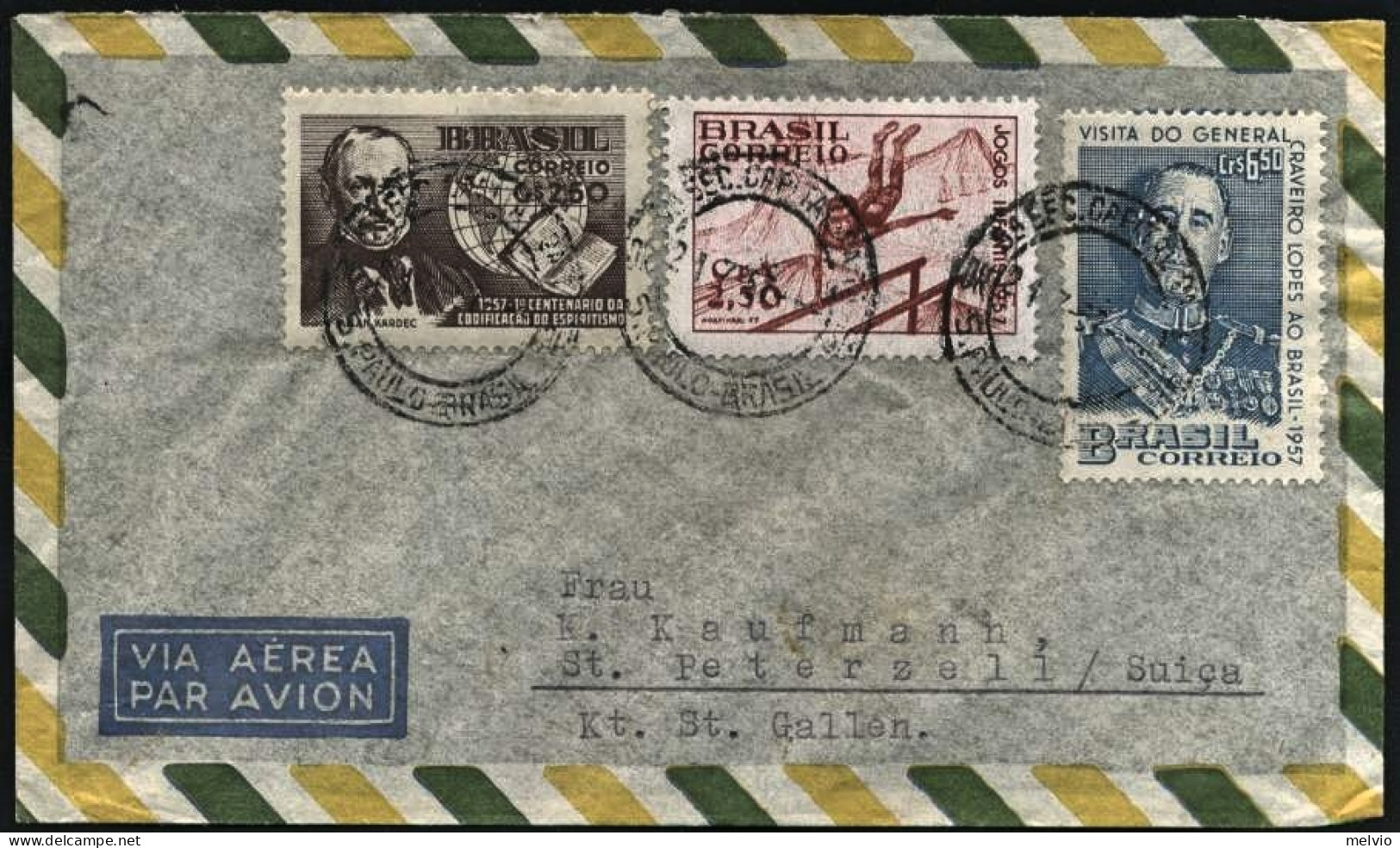 1957-Brasile Per La Svizzera Con Bell'affrancatura Tricolore - Autres & Non Classés