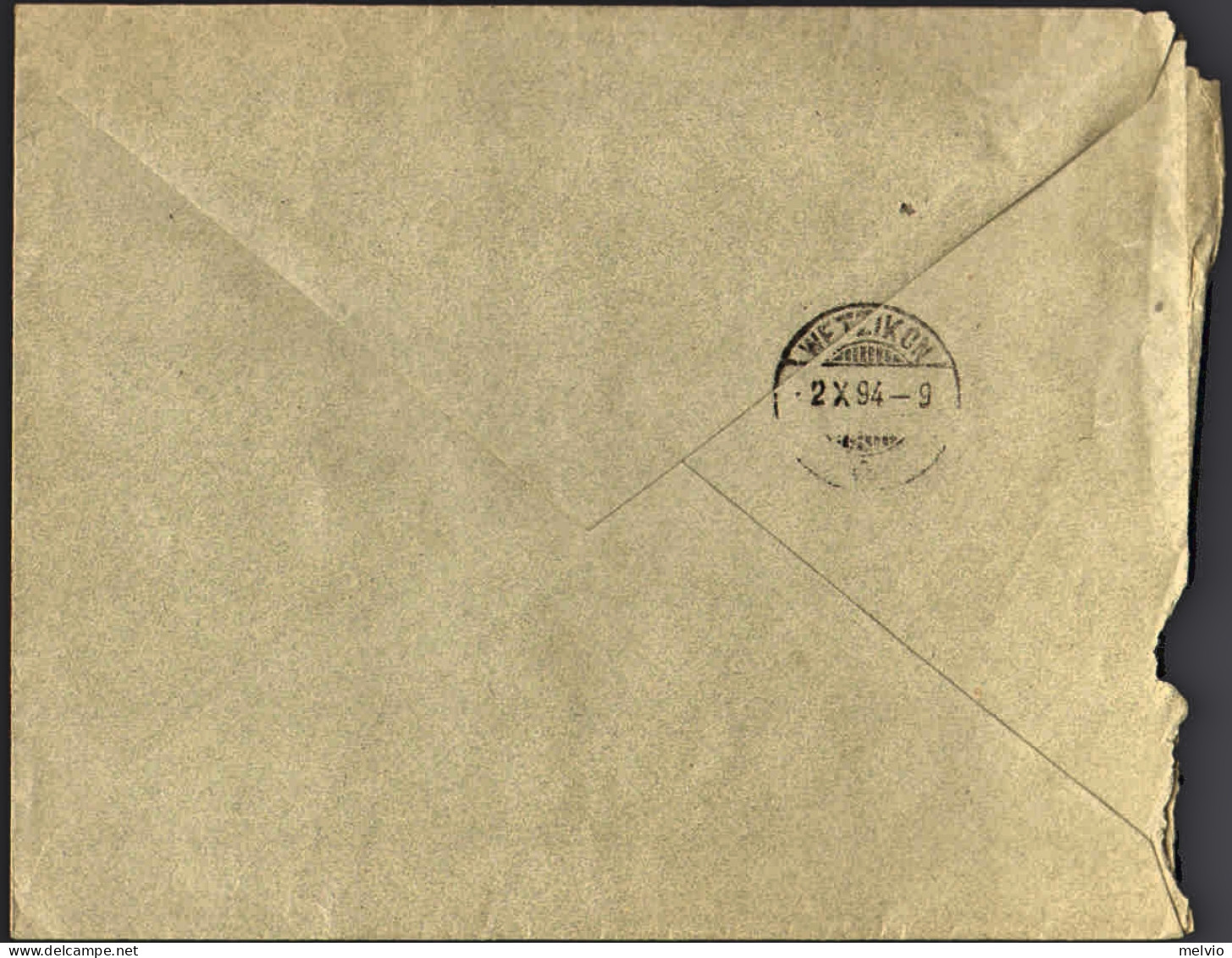 1894-Svizzera Lettera Da Bubikon Affrancata 5c.carta Con Frammenti Di File Di Se - Otros & Sin Clasificación