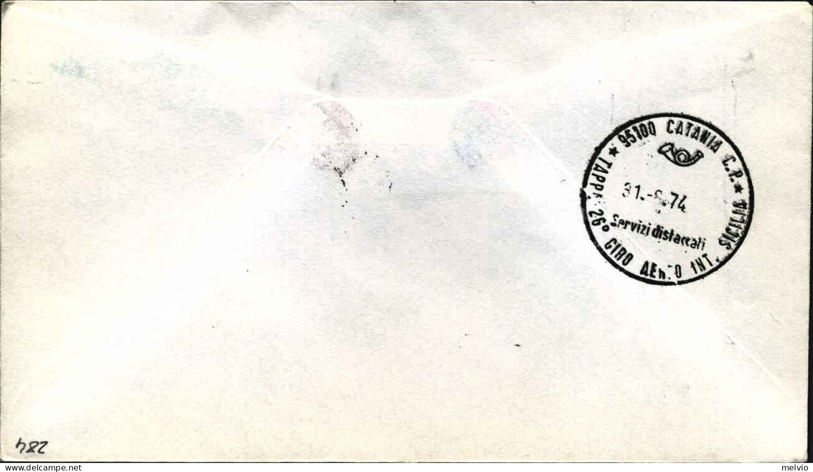 1974-lettera Variamente Affrancata Con Annullo Palermo XXVI Giro Aereo Int.di Si - Airmail