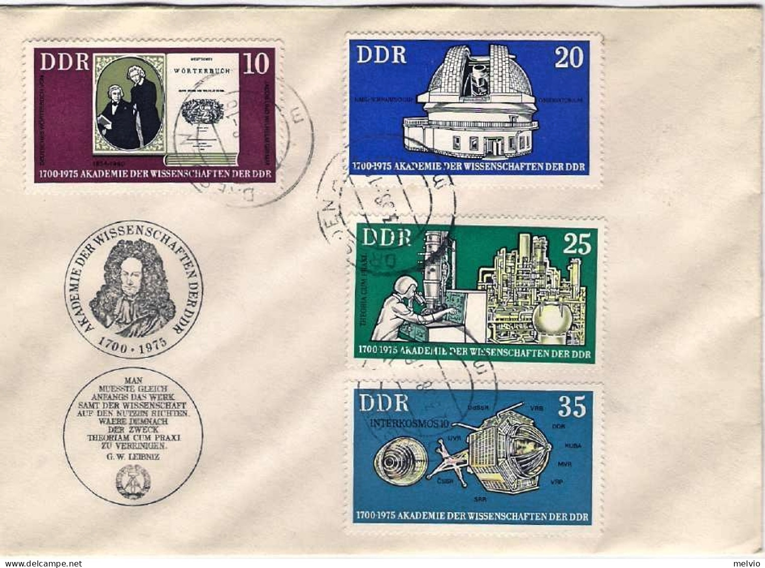 1975-Germania DDR S.4v."Anniversario Dell'Accademia Delle Scienze Di Berlino"su  - Storia Postale