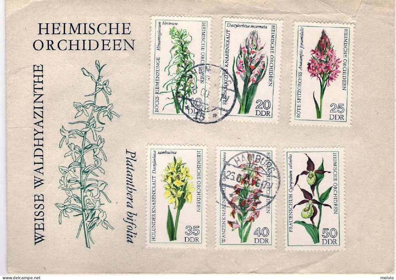 1976-Germania DDR S.6v."Orchidee"su Fdc Con Annullo Di Favore - Briefe U. Dokumente