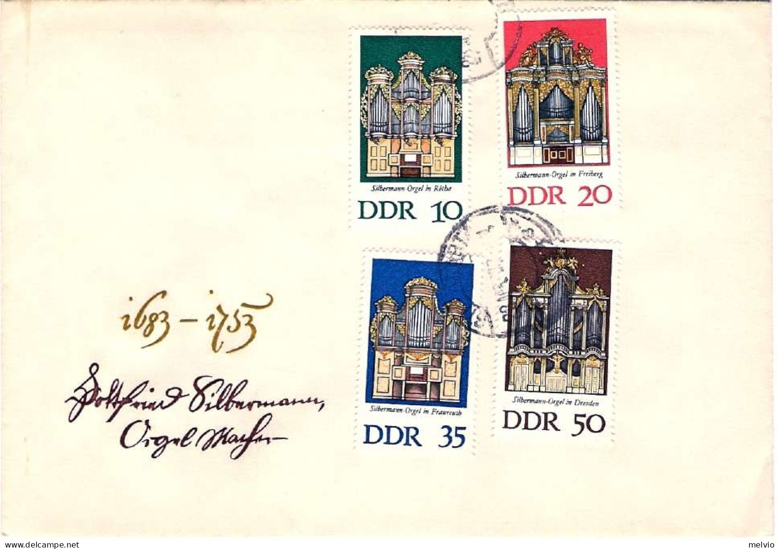 1976-Germania DDR S.4v."Organi"su Fdc Con Annullo Di Favore - Cartas & Documentos