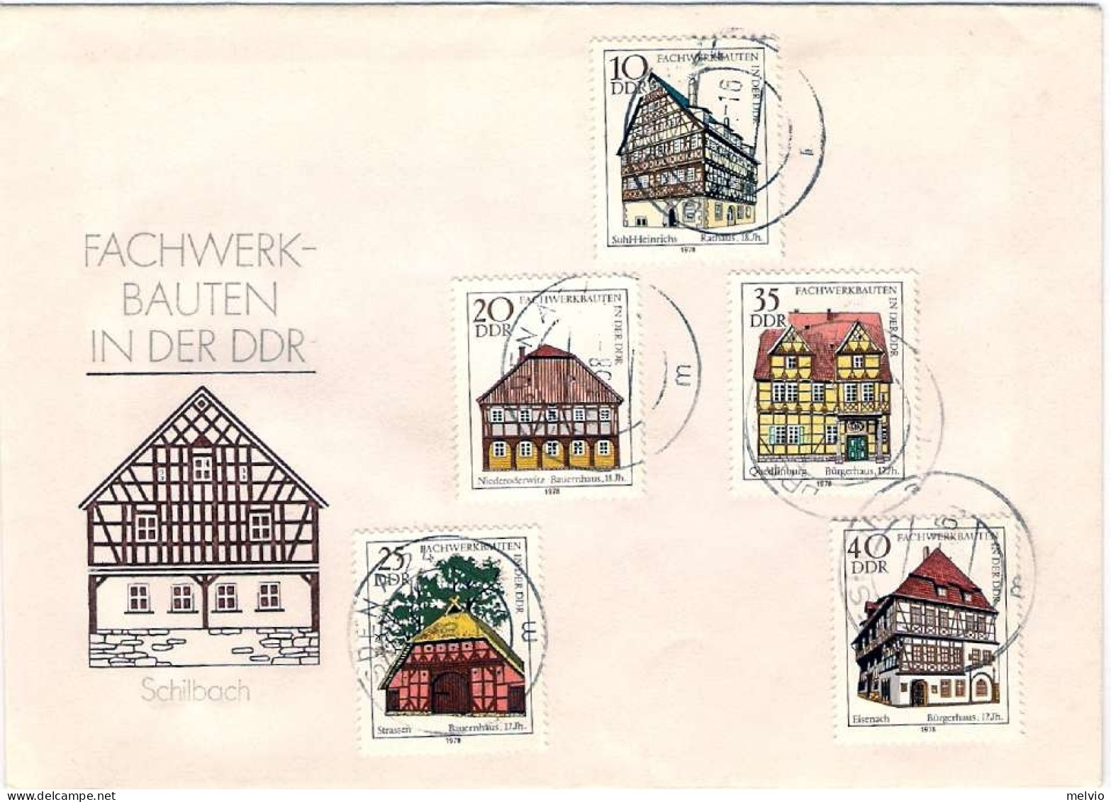 1978-Germania DDR S.5v."Costruzioni Tradizionali Ad Intelaiatura Di Legno"su Fdc - Lettres & Documents