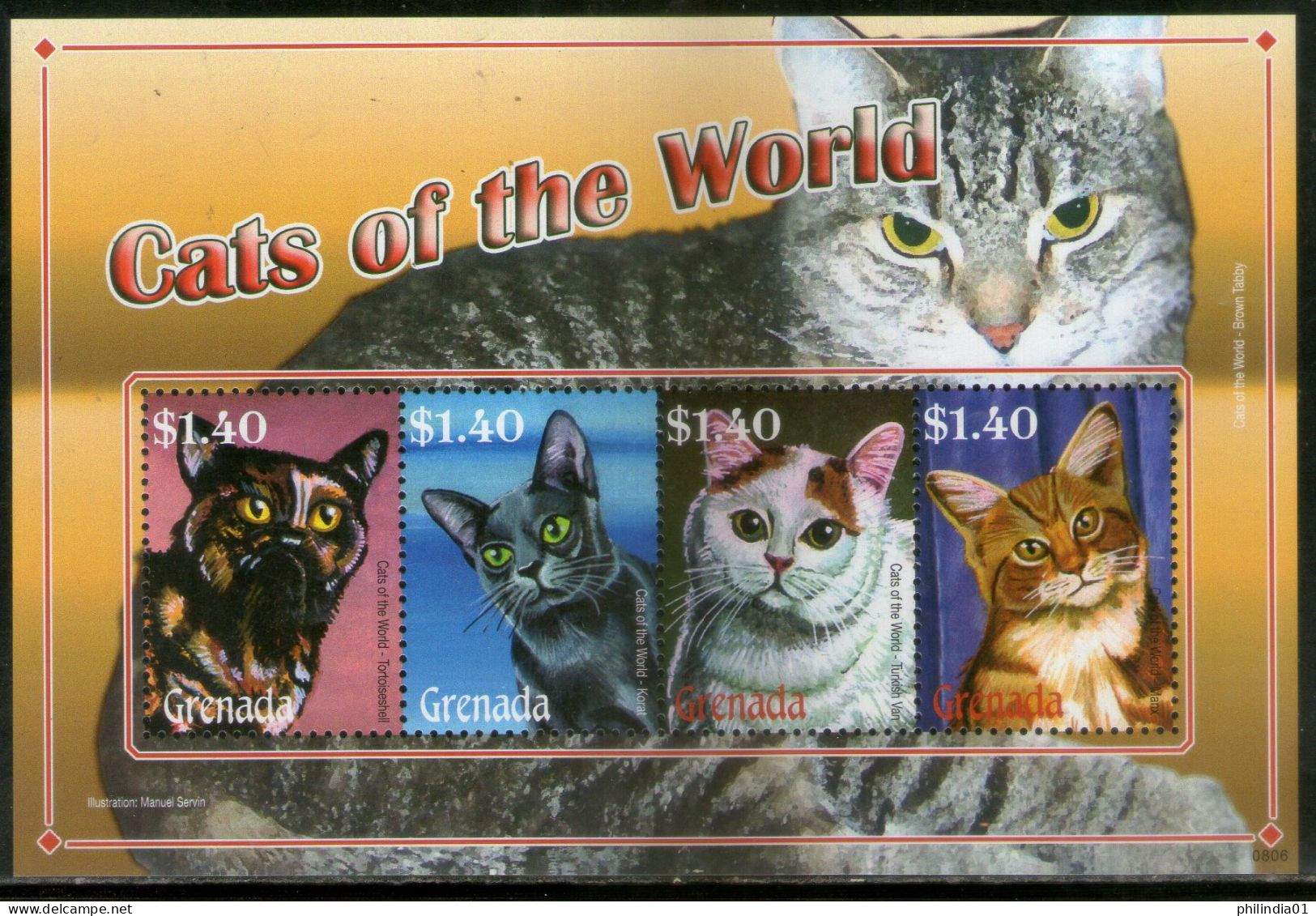 Grenada 2008 Cats Of World Pet Animals Sc 3684 Sheetlet MNH # 7705 - Gatos Domésticos