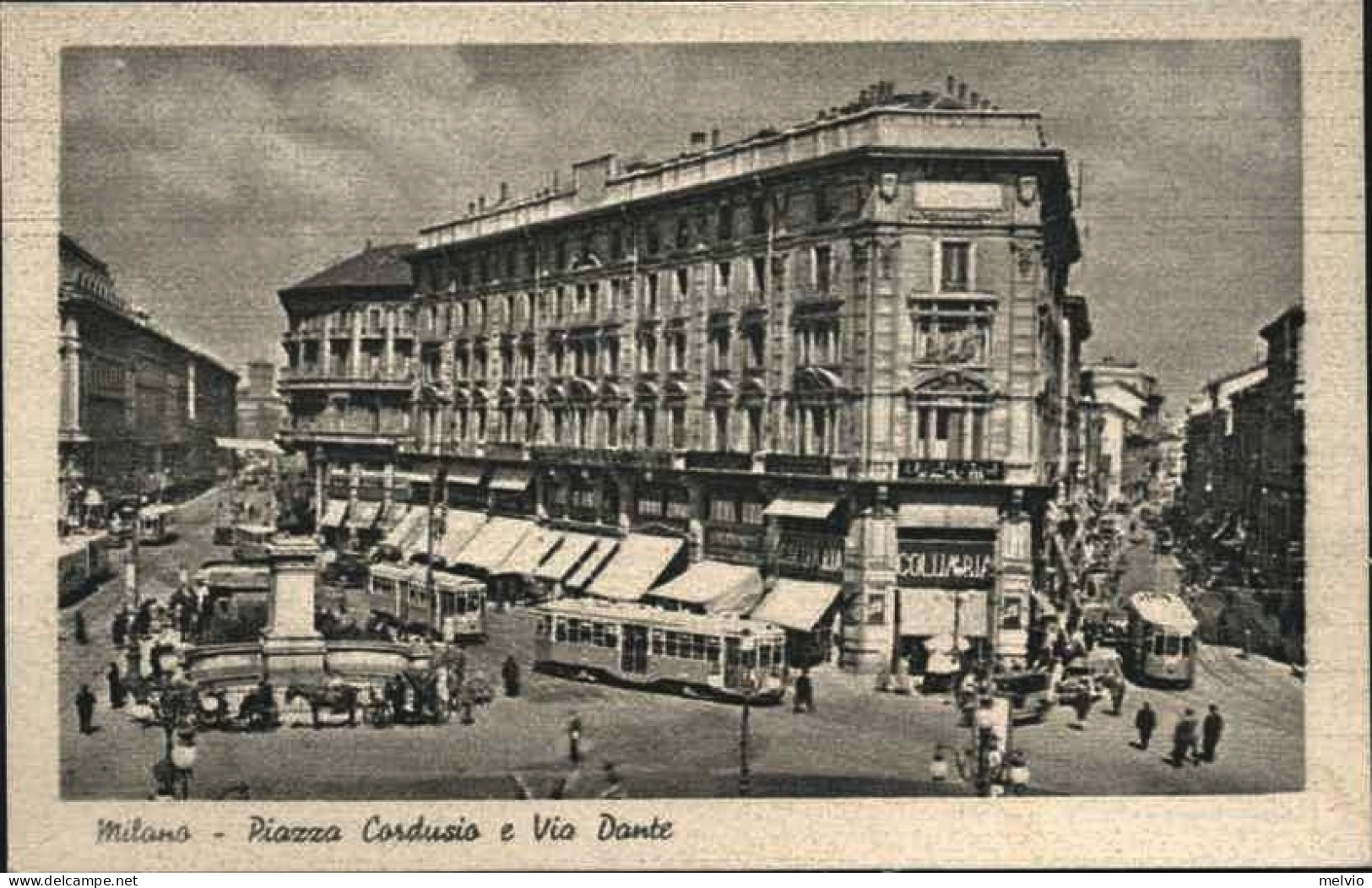 1946-cartolina Milano-Piazza Cordusio E Via Dante Con Affrancatura Tricolore 20c - Milano