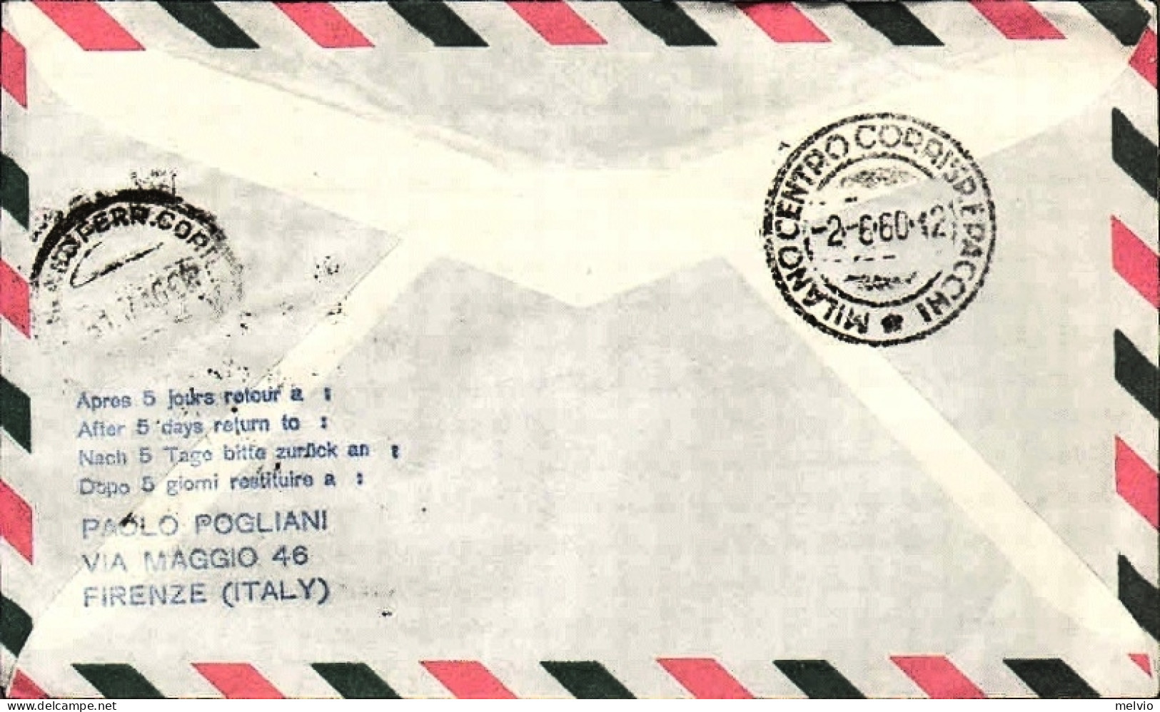 1960-Belgique Belgium Belgio Sabena Volo A Reazione Bruxelles-Milano Del 31 Magg - Cartas & Documentos