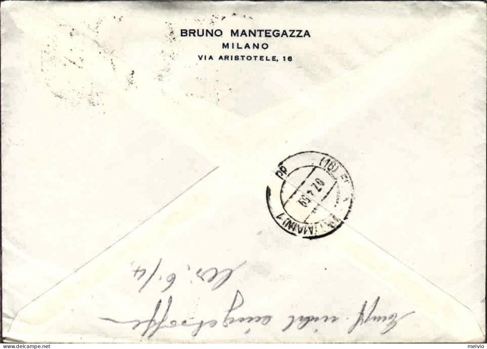 1959-Lufthansa I^volo LH 347 Milano-Francoforte Del 2 Aprile Affr. L.60 Centenar - Airmail