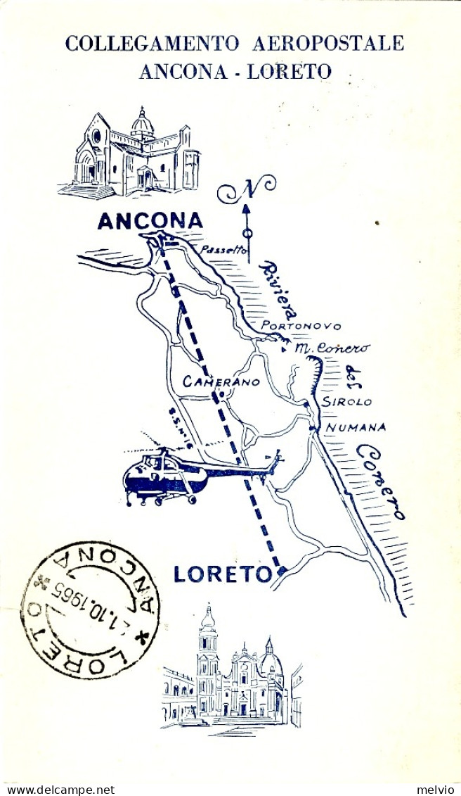 1965-"collegamento Aeropostale Ancona-Loreto"annullo Della Manifestazione+erinno - Cinderellas