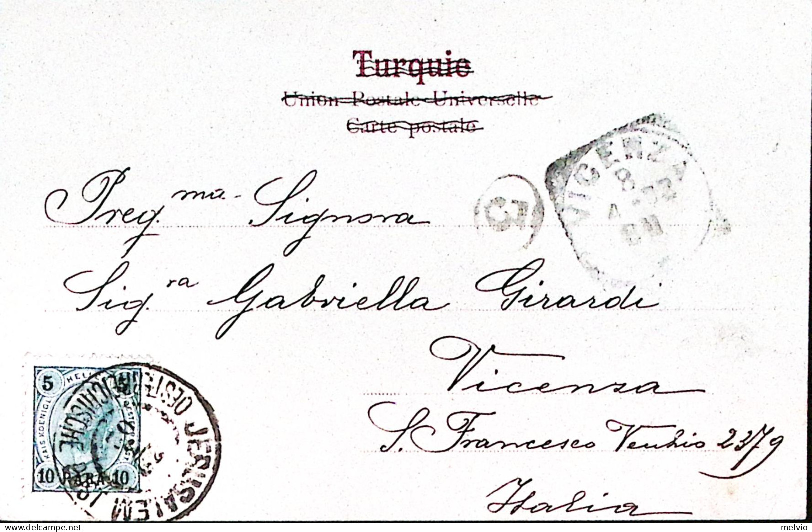 1902-AUSTRIA Uffici Postale Levante Jerusalem/Oesterreich Post (29.3) Su Cartoli - Altri & Non Classificati