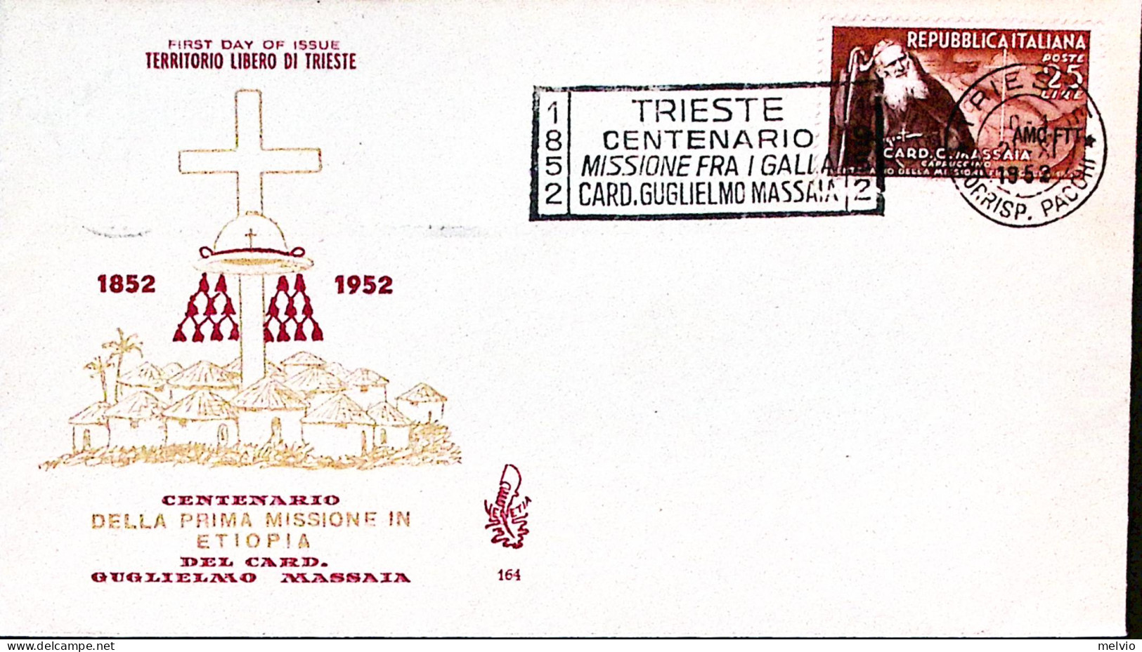 1952-AMG-FTT CARDINAL MASSAIA Su Fdc Venetia - Poststempel
