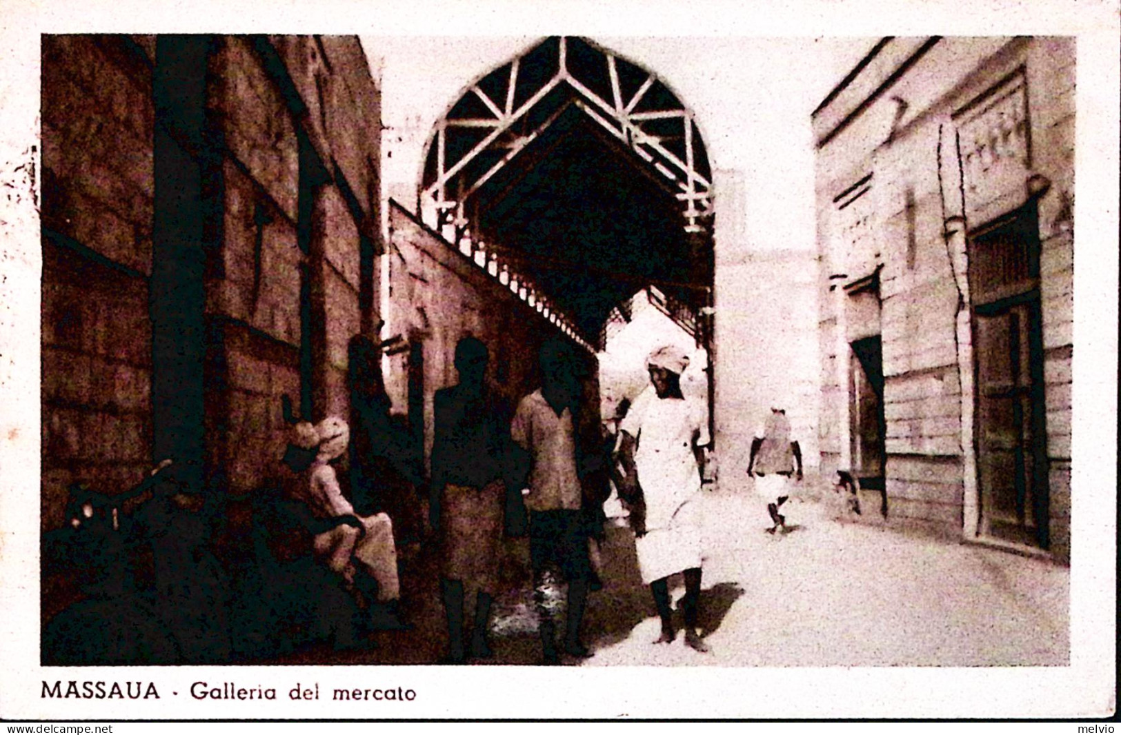 1936-MASSAUA Galleria Del Mercato Viaggiata (22.1) Affrancata Eritrea C.30 - Eritrea