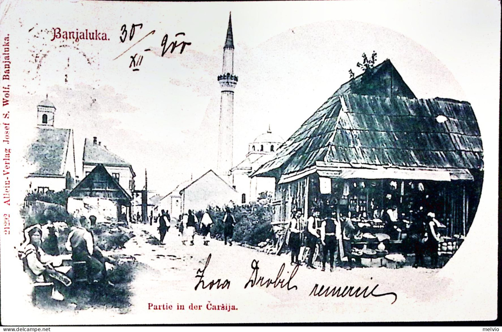 1900-Bania Luka Partie In Der Carsija Viaggiata K Und K Militarpost/Banjaluka Af - Bosnië En Herzegovina