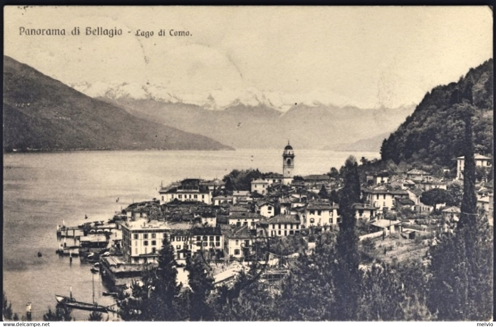1922-"Lago Di Como Panorama Di Bellagio"viaggiata,annullo Natante Como Colico 27 - Como
