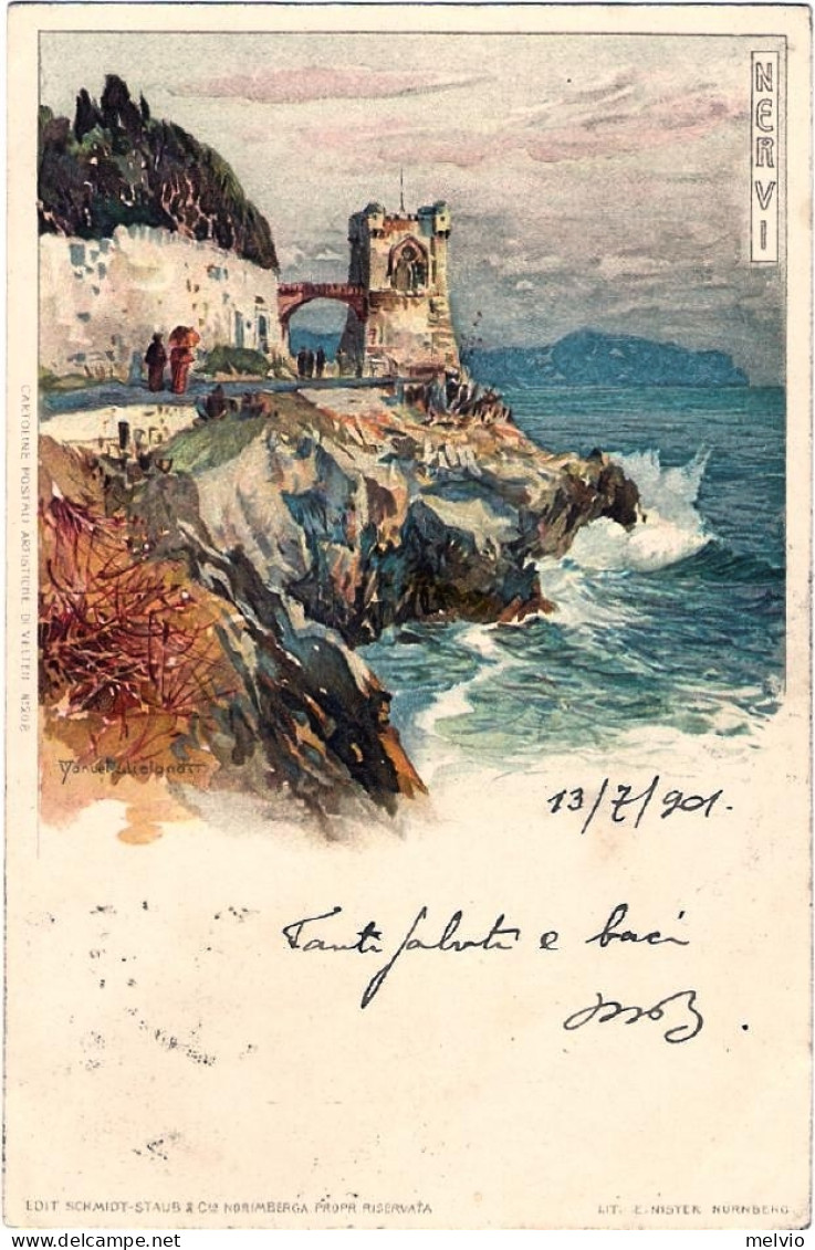 1901-Nervi Cartolina Postale Artistica Di Velten,viaggiata - Genova (Genoa)