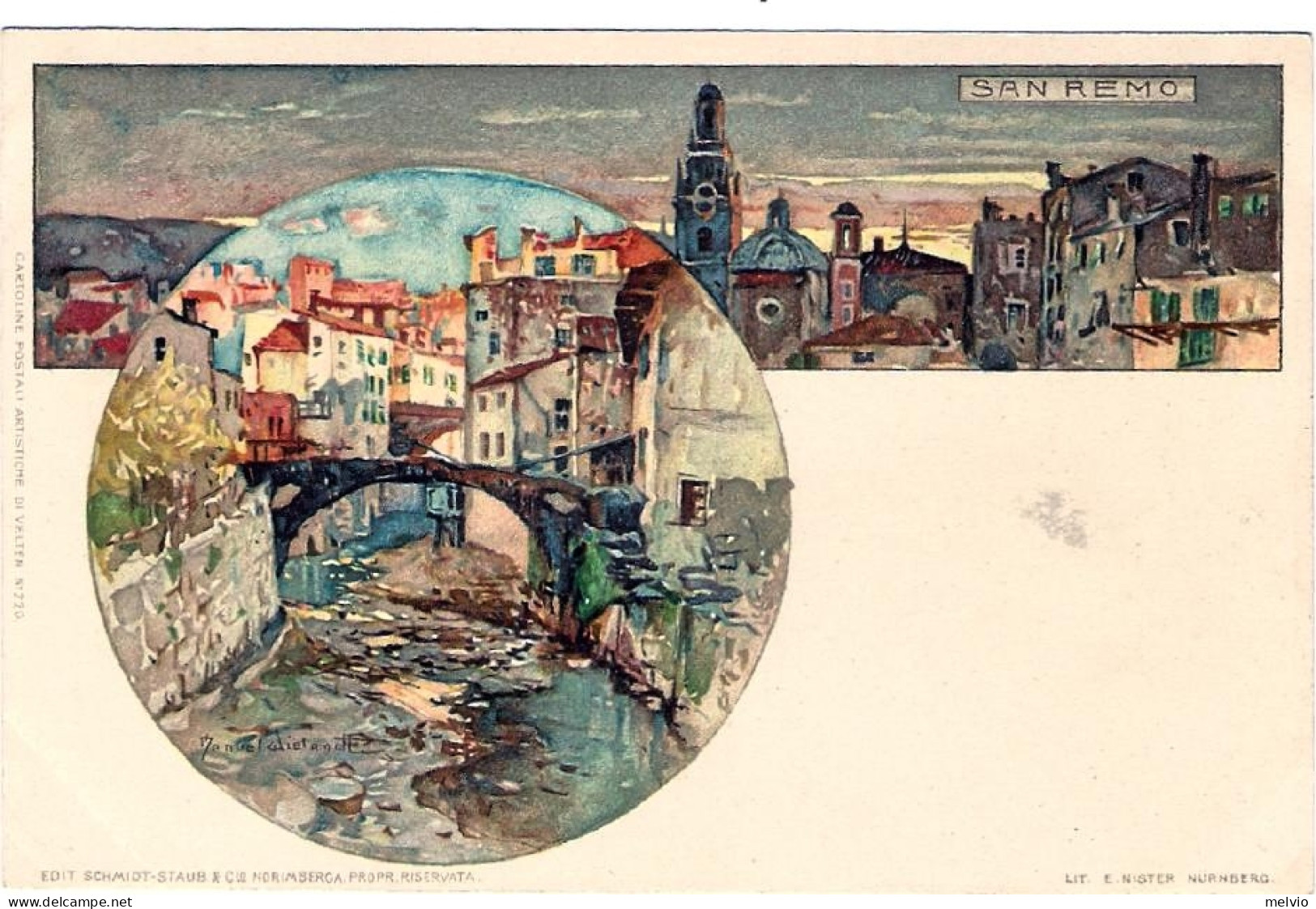 1900-Sanremo Cartolina Postale Artistica Nuova Di Velten - San Remo