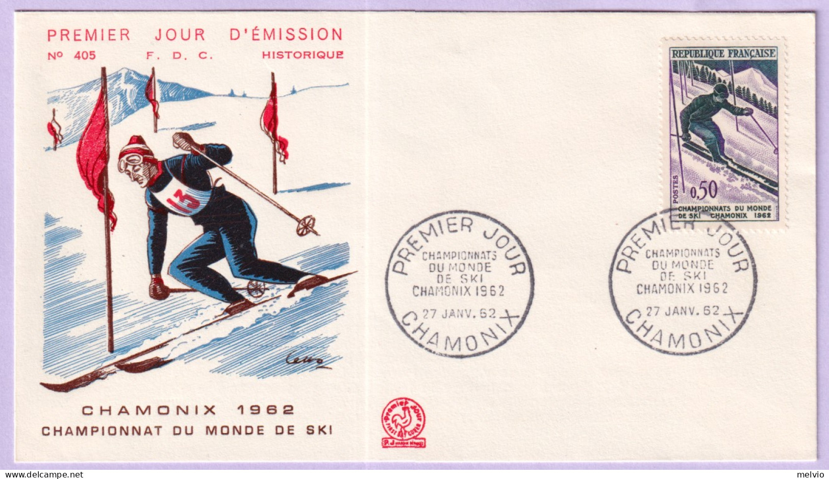 1962-Francia Camp. Mondiali Sci Chamonix (1326/7) Due Fdc - 1960-1969