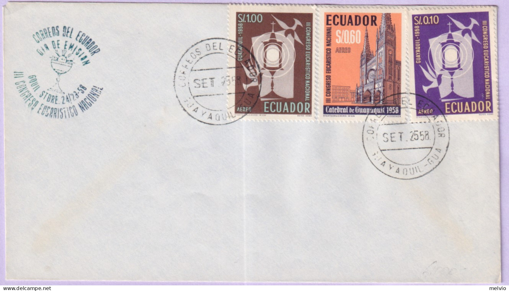 1958-Ecuador Congresso Eucaristico Serie Cpl. (324/6) Fdc - Ecuador