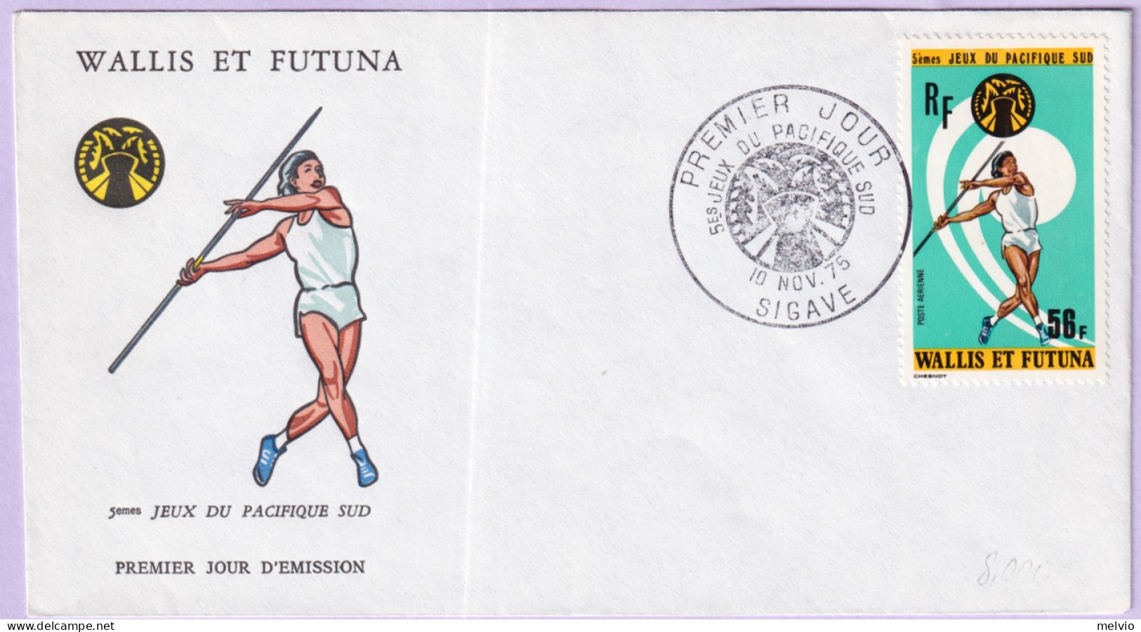 1975-WALLIS Et FUTUNA 5 Giochi Pacifico Del Sud Fdc - FDC