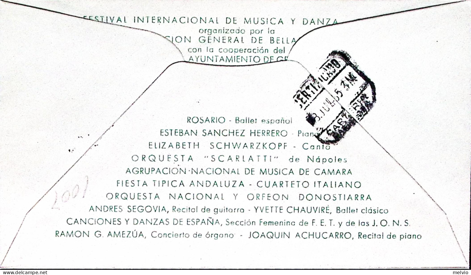 1955-SPAGNA IV Festival Intern. Musica E Danza/Granada (3.7) Annullo Speciale - Otros & Sin Clasificación