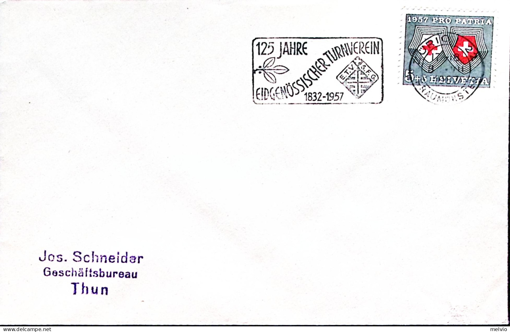 1957-Svizzera 125 Ann. Ginnastica Federale Zurigo (8.8) Annullo Speciale - Otros & Sin Clasificación