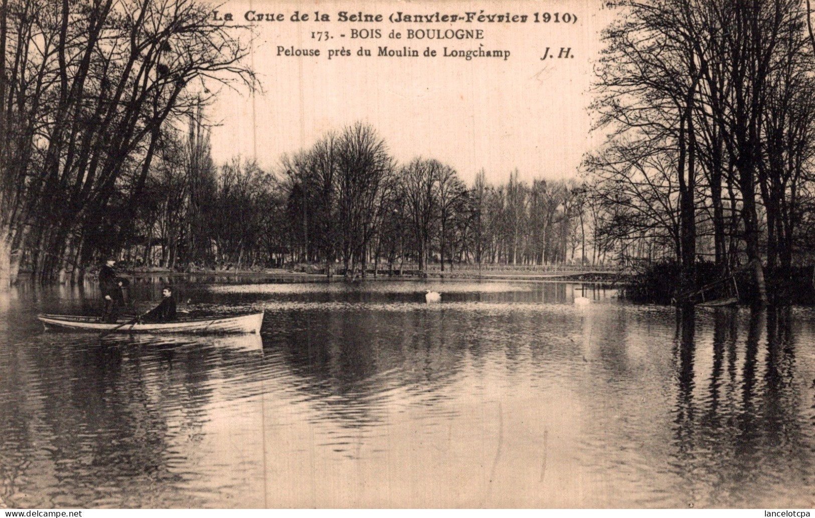 75 - PARIS CRUE DE LA SEINE / BOIS DE BOULOGNE - PELOUSE PRES DU MOULIN DE LONGCHAMP - De Overstroming Van 1910