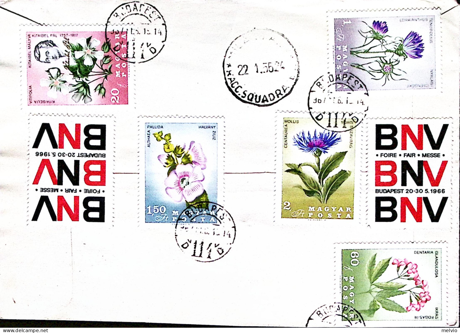 1967-Ungheria Flora Serie Cpl. (fr.lli Anche Al Verso) Su Raccomandata Budapest  - Marcophilie