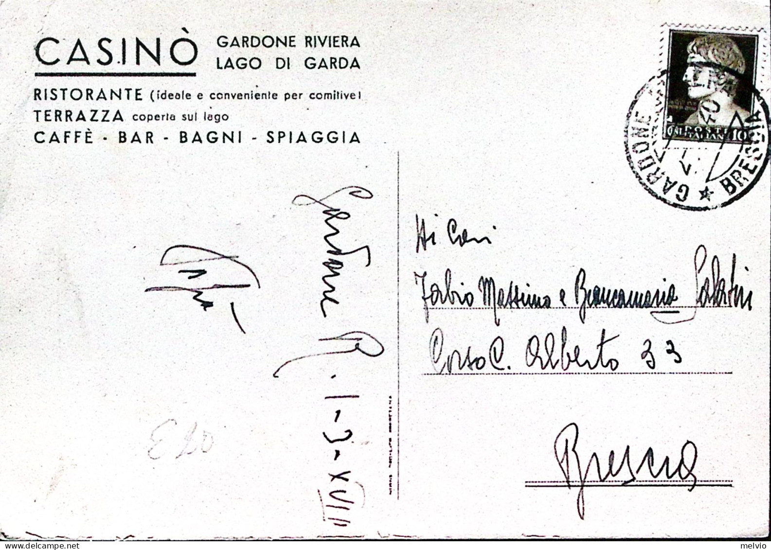 1940-GARDONE RIVIERA Casinò Viaggiata (2.3) - Brescia