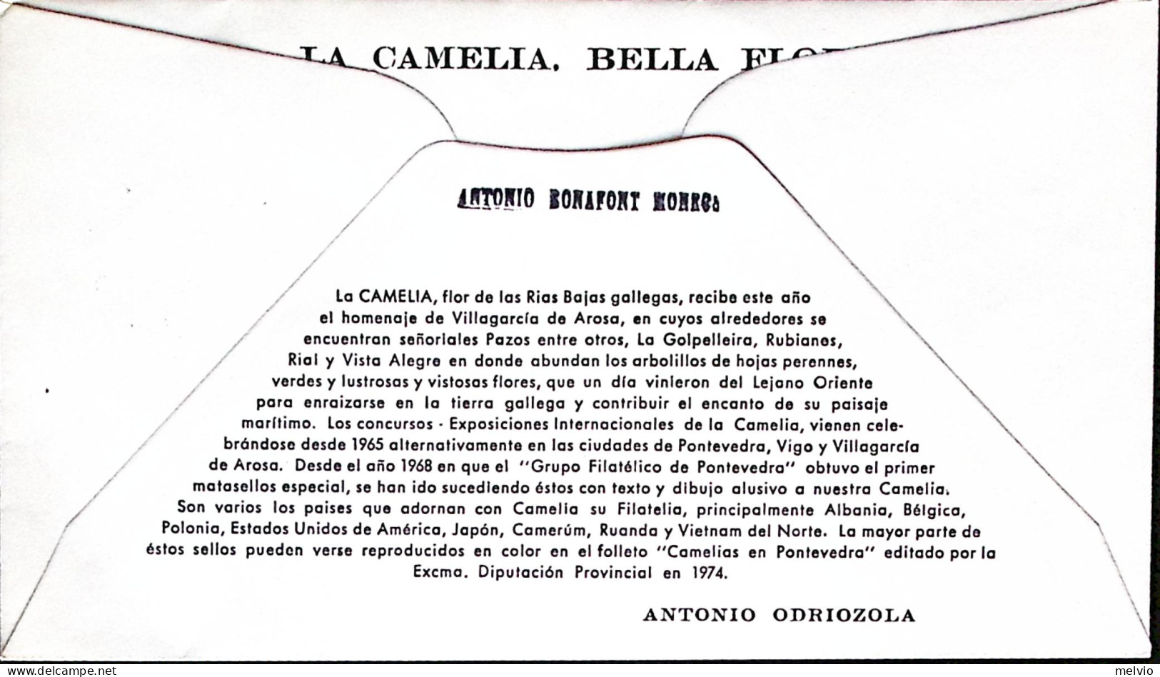 1976-SPAGNA Villagarcia De Arosa XII^Concorso Esp Internz Camelia Annullo Specia - Altri & Non Classificati