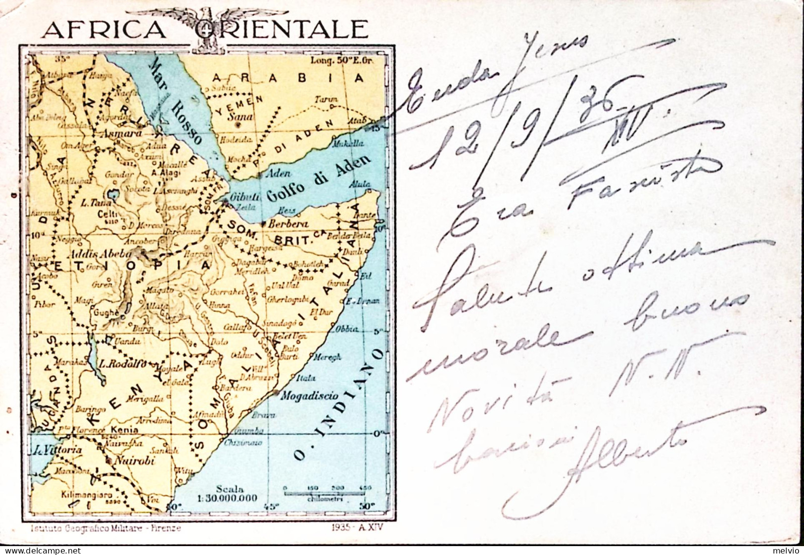 1936-Posta Militare 125 E C.2 (14.9) Su Cartolina Franchigia (Carta AO) Manoscri - Africa Oriental Italiana