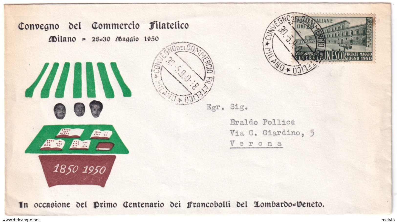 1950-MILANO Convegno Del Commercio Filatelico (30.5) Annullo Speciale Su Busta - Ausstellungen