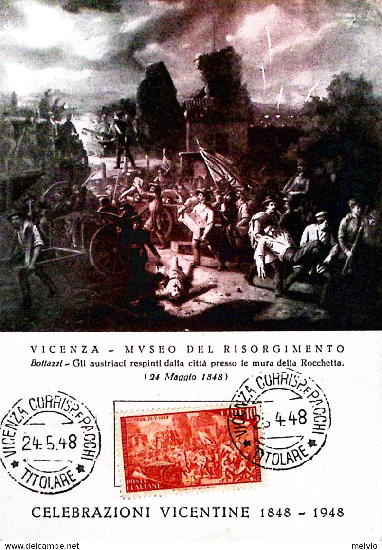 1948-VICENZA Celebrazioni Vicentine (24.5) Annullo Speciale Su Cartolina - Exhibitions