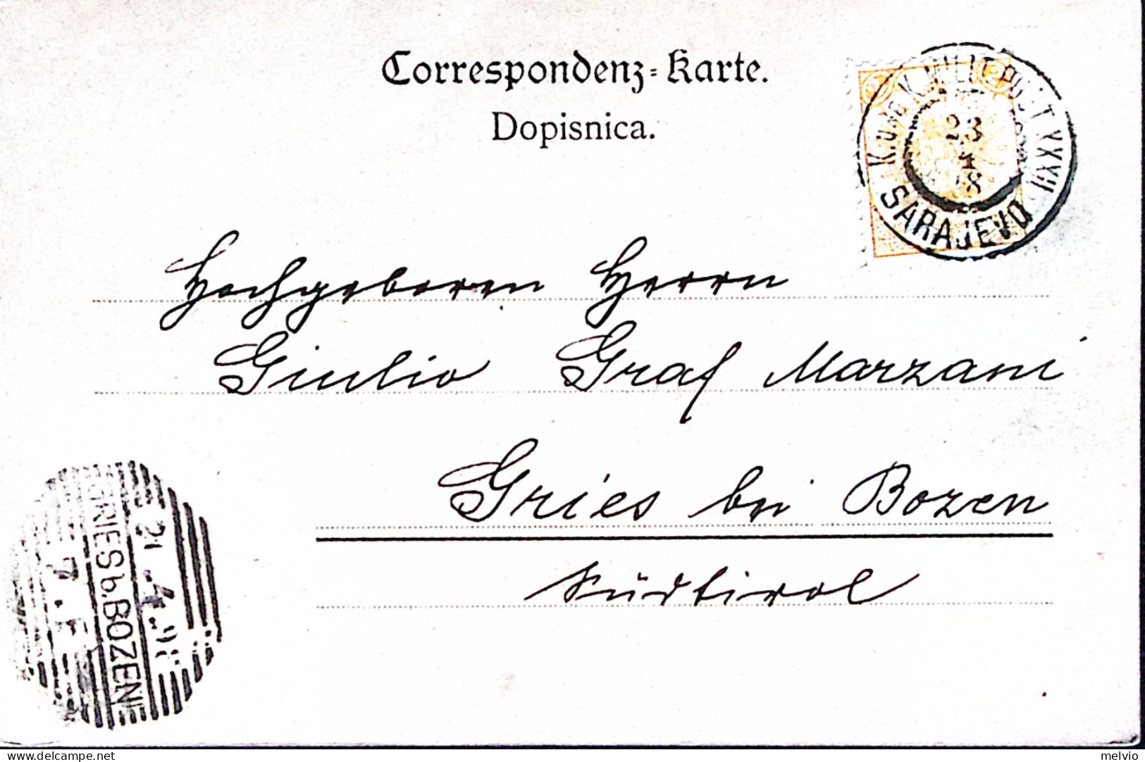 1898-AUSTRIA K Und K MILIT POST XXXII/SARAJEVO C.2 (23.4) Su Cartolina (Gruss Au - Andere & Zonder Classificatie