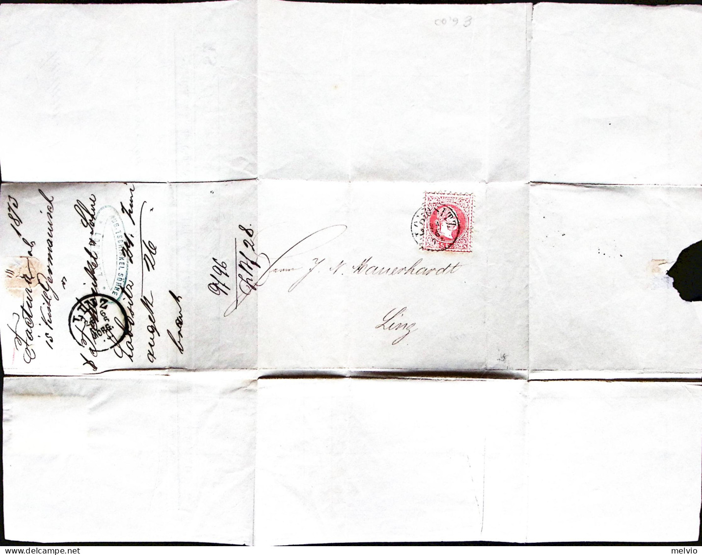1873-AUSTRIA Lobositz C1 (24.6) Su Fattura (marca Bollo Kr.5) Testo Completo Aff - Sonstige & Ohne Zuordnung
