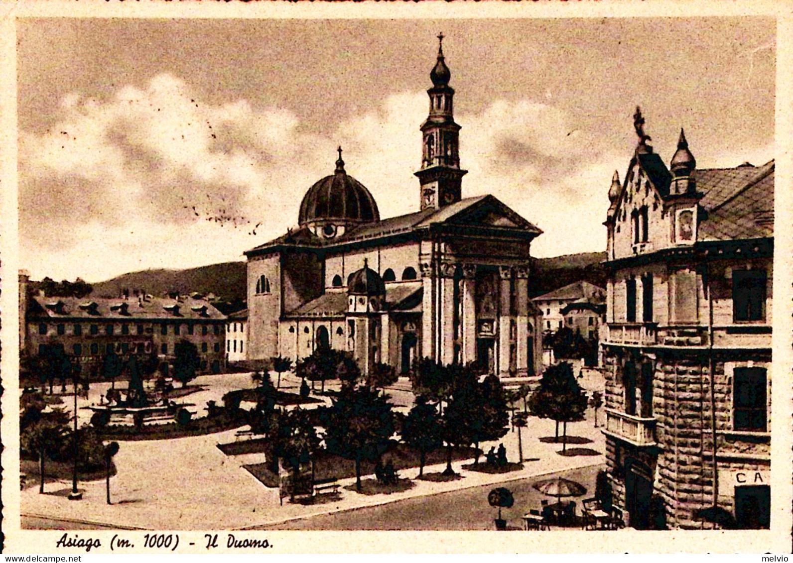 1942-ASIAGO Il Duomo Viaggiata (26.8) Affrancata Propaganda C.30 Marina - Vicenza