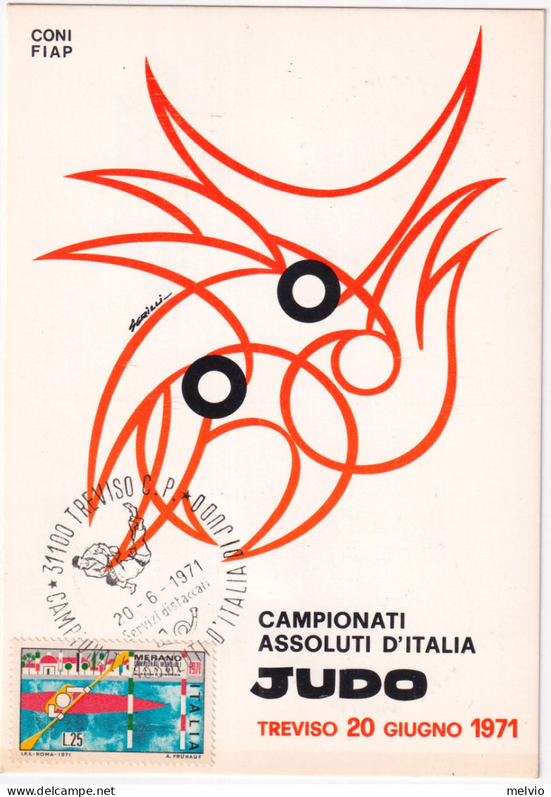 1971-TREVISO CAMP. ASSOLUTI ITALIANI Di JUDO (20.6) Annullo Speciale Su Cartolin - 1971-80: Marcophilia