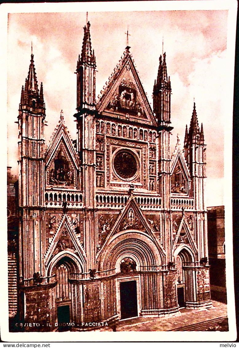 1953-ORVIETO Il Duomo La Facciata Viaggiata Affrancata FF.AA. Lire 10 - Terni