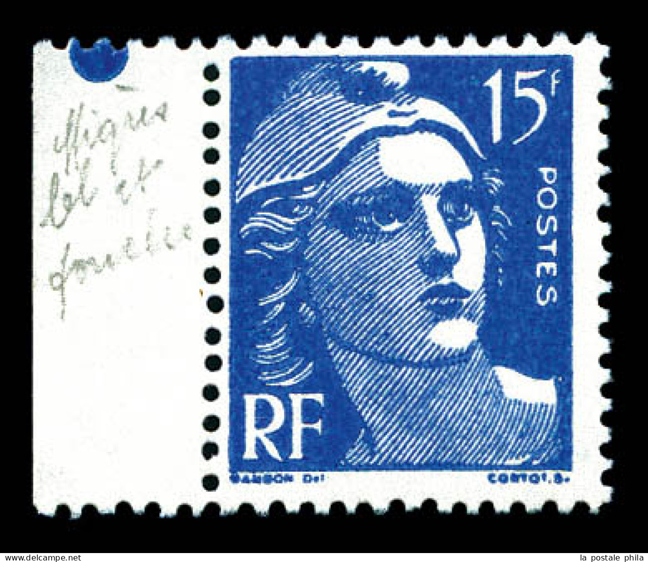 ** N°886e, 15f Gandon: Faux Pour Servir. SUP. R. (certificat)  Qualité: **  Cote: 850 Euros - Unused Stamps